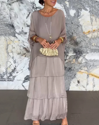 Loose Overlay Tiered Maxi Dress in Grey — VerolynBoutique