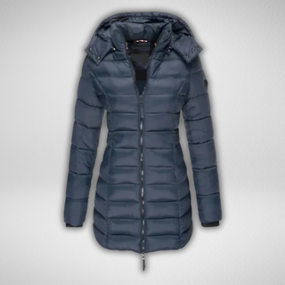 Long Hooded Puffer Coat in Blue — VerolynBoutique