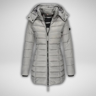 Long Hooded Puffer Coat in Grey — VerolynBoutique
