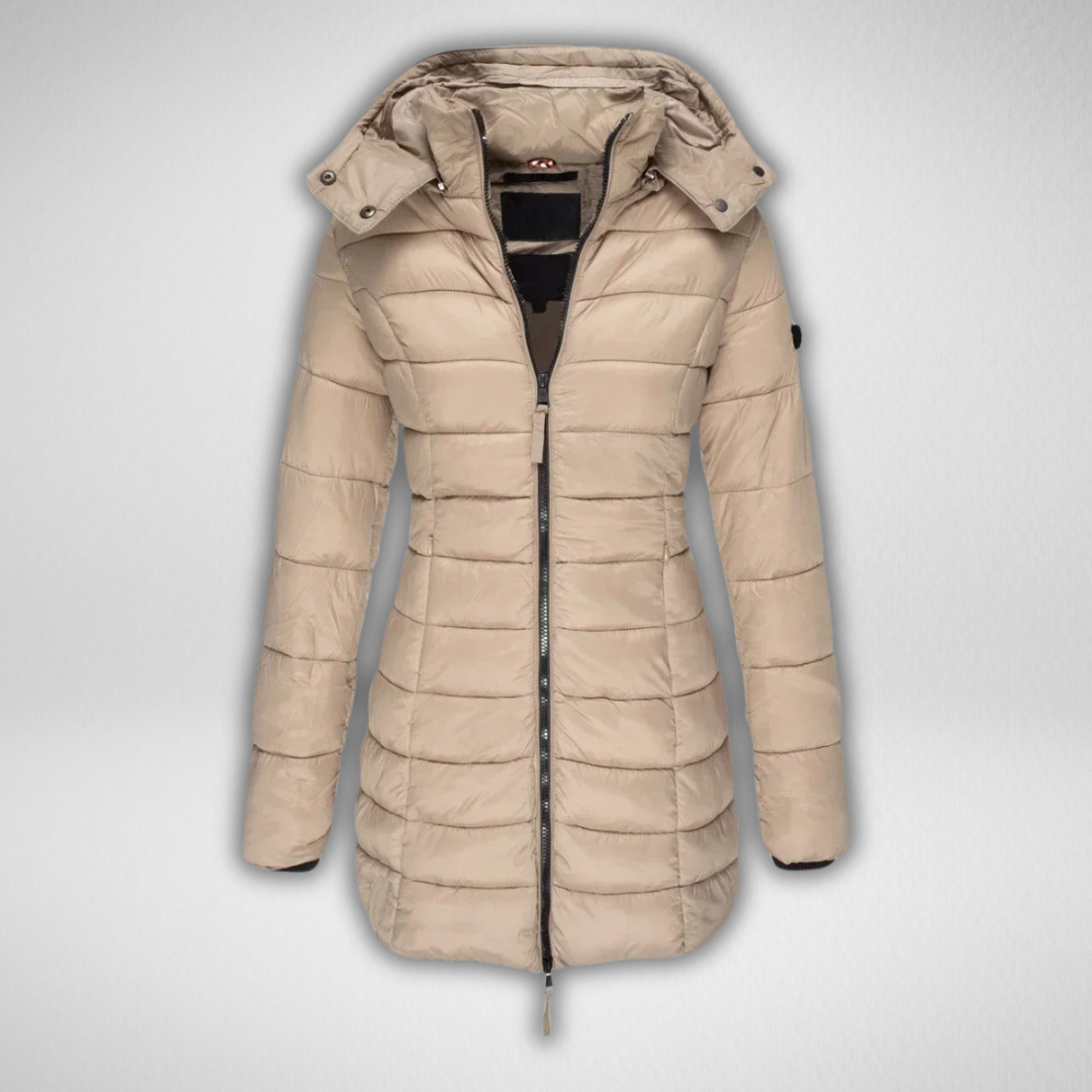 Long Hooded Puffer Coat in Khaki — VerolynBoutique