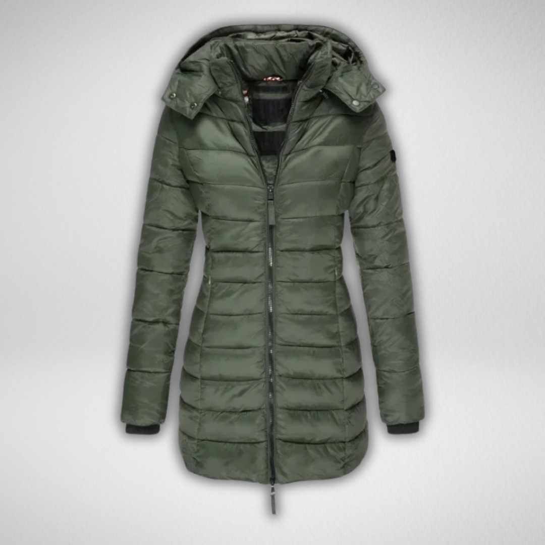 Long Hooded Puffer Coat in Green — VerolynBoutique