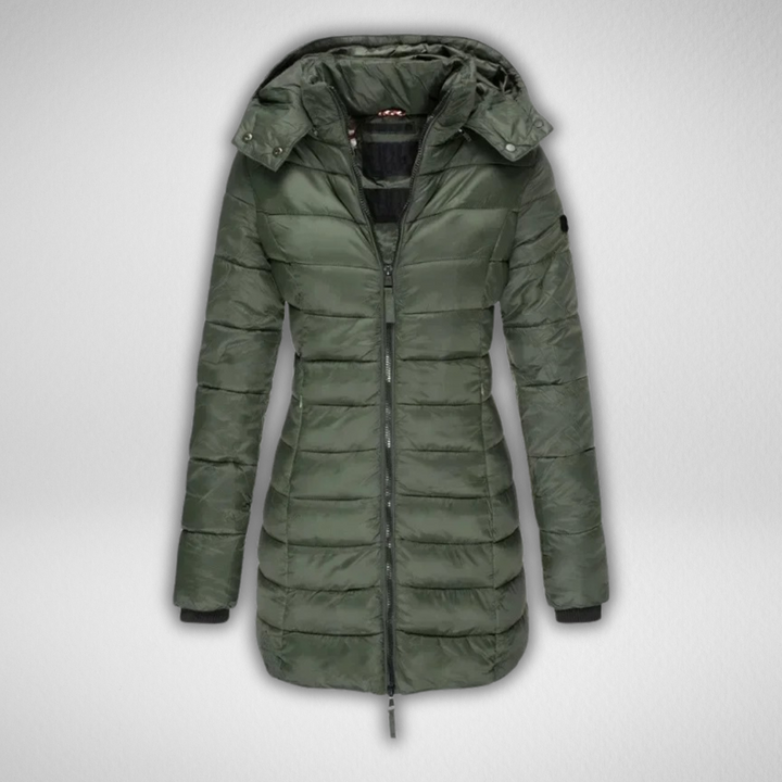 Long Hooded Puffer Coat in Green — VerolynBoutique