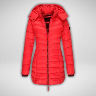 Long Hooded Puffer Coat in Red — VerolynBoutique