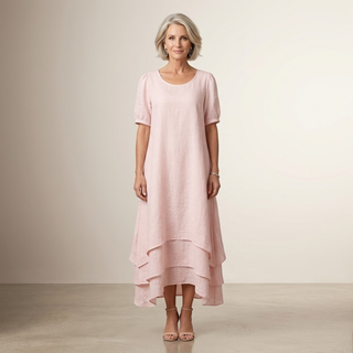 Layered Hem Relaxed Maxi Dress in Pink — VerolynBoutique