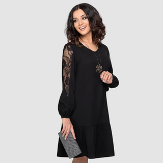 Verolyn - Lace Sleeve Midi Dress