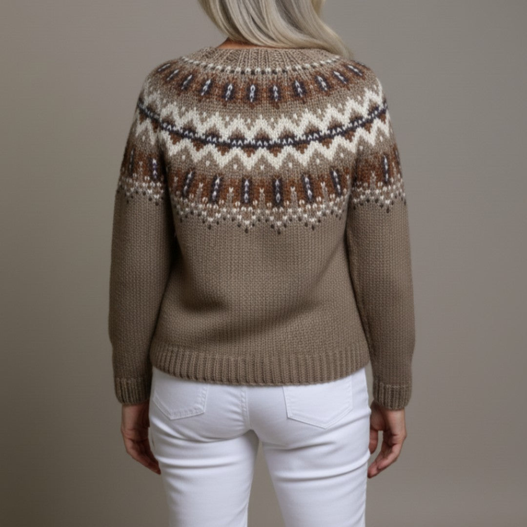 Fair Isle Yoke Cardigan in Khaki — VerolynBoutique