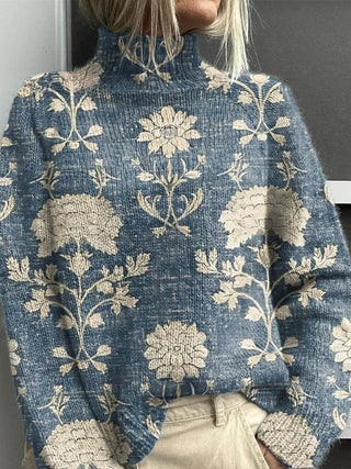 Printed Soft Turtleneck Jumper in Sky Blue — VerolynBoutique