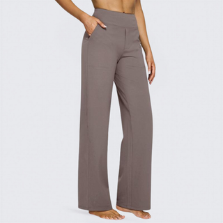 Stretch Wide Leg Yoga Trousers in Taupe — VerolynBoutique