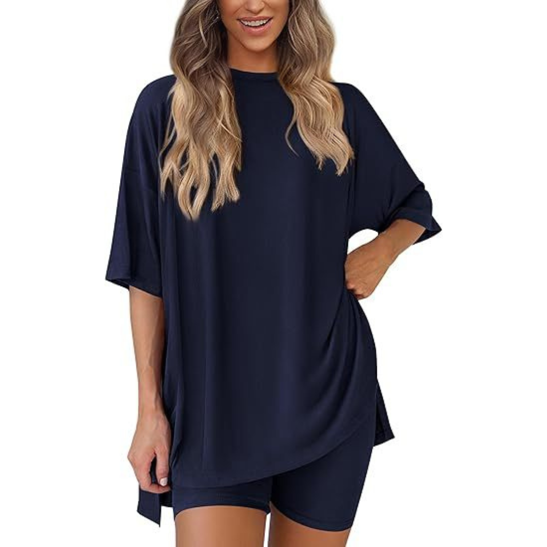 Oversized Tee Bike Shorts Set in Olive — VerolynBoutique