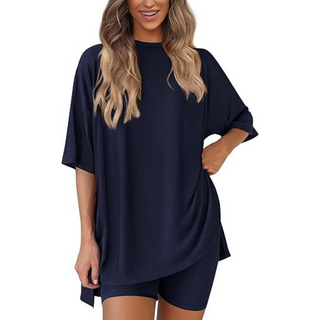 Oversized Tee Bike Shorts Set in Olive — VerolynBoutique