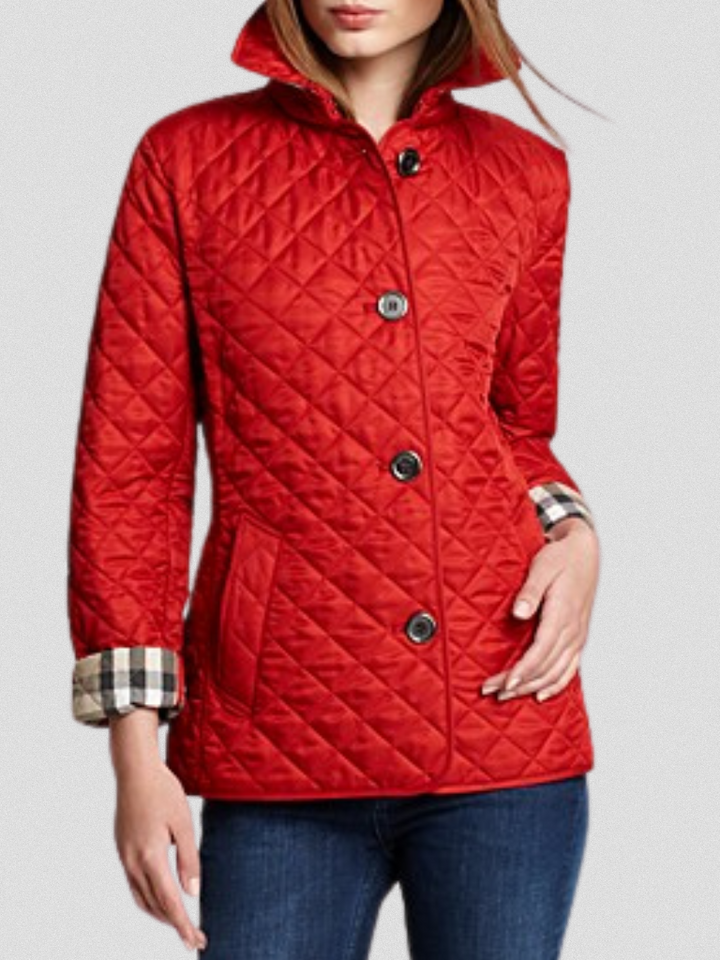 Tailored Diamond Quilted Jacket in Burgundy — VerolynBoutique