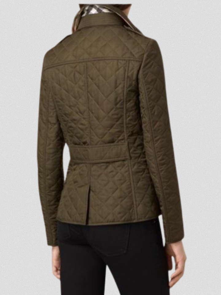 Tailored Diamond Quilted Jacket in Burgundy — VerolynBoutique