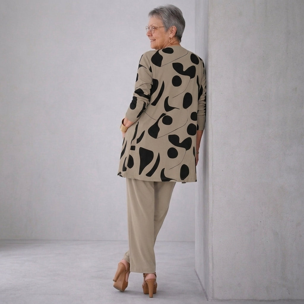 Verolyn timeless printed cardigan three-piece set – view 2