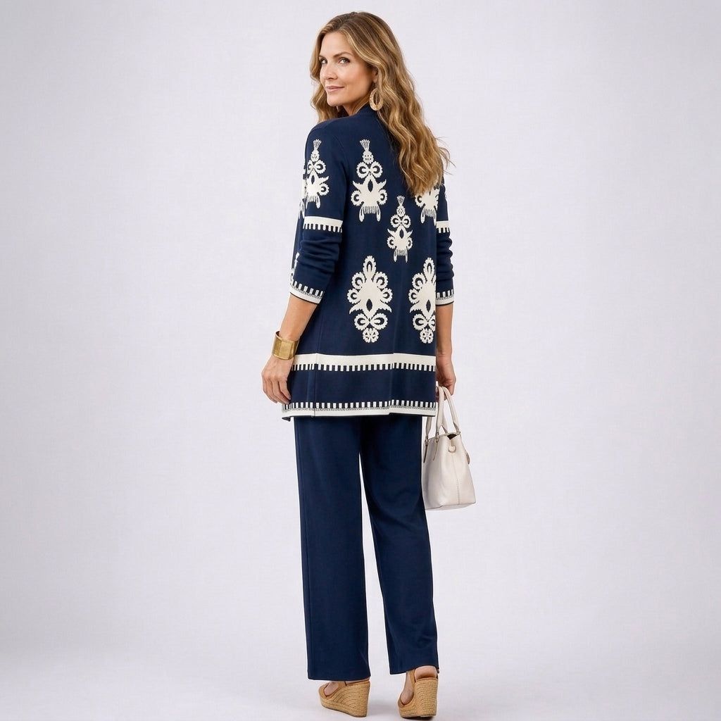 Verolyn refined printed cardigan three-piece set – view 2