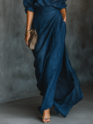 Blouse and Maxi Dress Set in Blue — VerolynBoutique