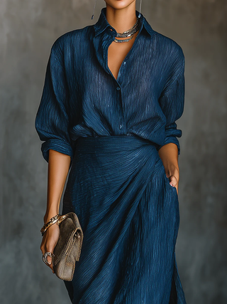 Blouse and Maxi Dress Set in Blue — VerolynBoutique