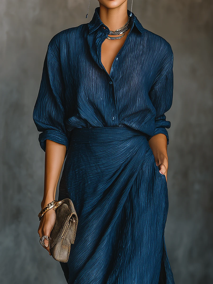 Blouse and Maxi Dress Set in Blue — VerolynBoutique