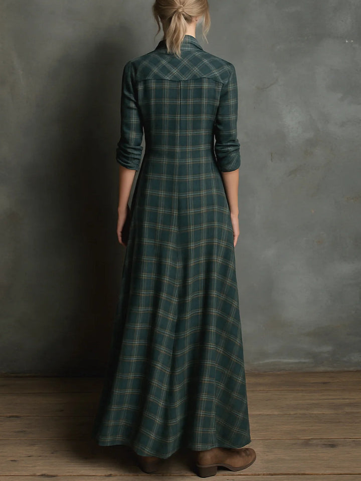 Checked Maxi Shirt Dress in Green — VerolynBoutique