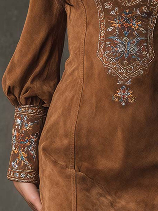 Verolyn - Embroidered Suede Mini Dress
