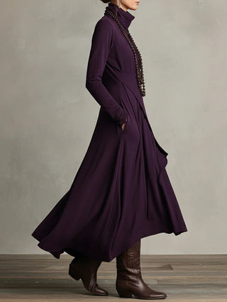 Asymmetric High Neck Maxi Dress in Purple — VerolynBoutique