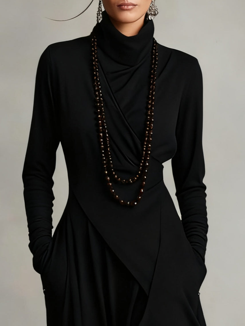 Asymmetric High Neck Maxi Dress in Purple — VerolynBoutique