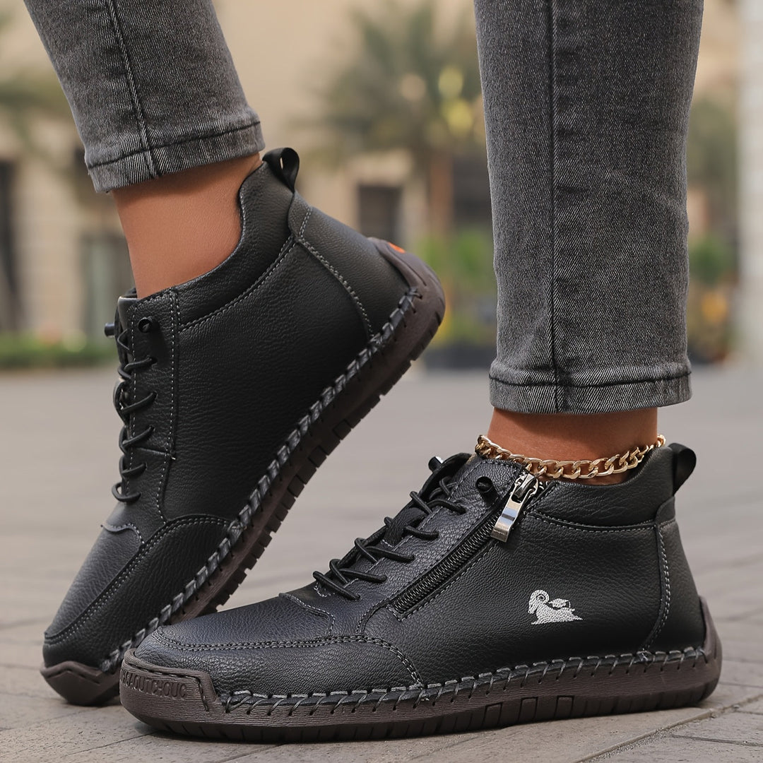Wide-Toe Comfort Sneakers in Black — VerolynBoutique