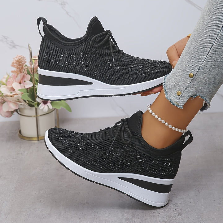 Crystal Knit Trainers in Black — VerolynBoutique