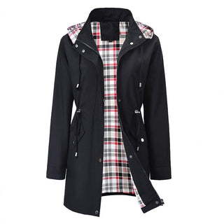 Verolyn drawstring waist waterproof rain jacket in black