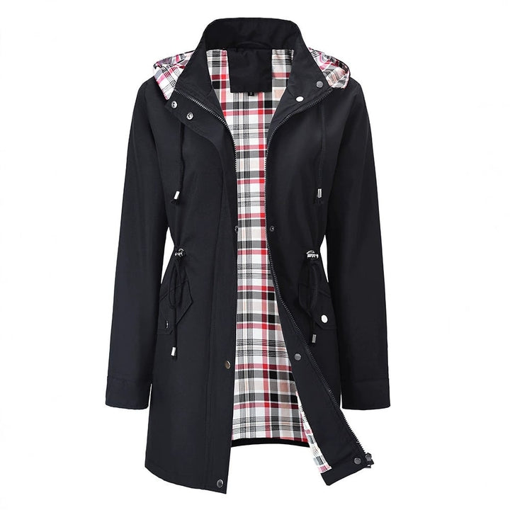 Verolyn drawstring waist waterproof rain jacket in black