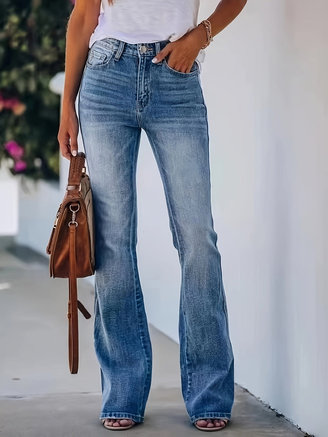 Mid-Rise Flare Jeans in Denim Blue — VerolynBoutique