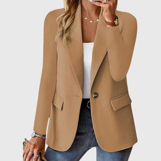Wrinkle-Resistant Tailored Blazer in Brown — VerolynBoutique