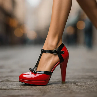 Patent T-Strap Bow Heels in Pink — VerolynBoutique