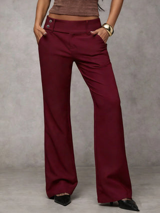 Verolyn high waist relaxed straight trousers in wine red