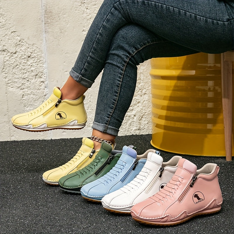Water-Resistant Side-Zip Comfort Shoes in White — VerolynBoutique