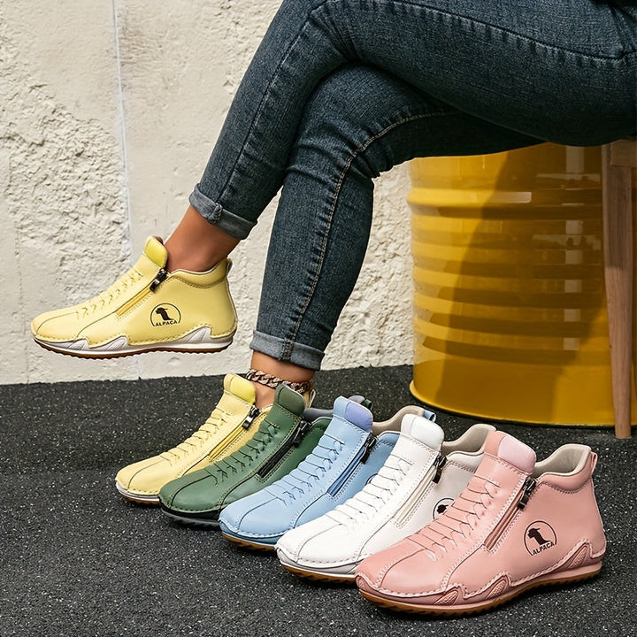 Water-Resistant Side-Zip Comfort Shoes in White — VerolynBoutique