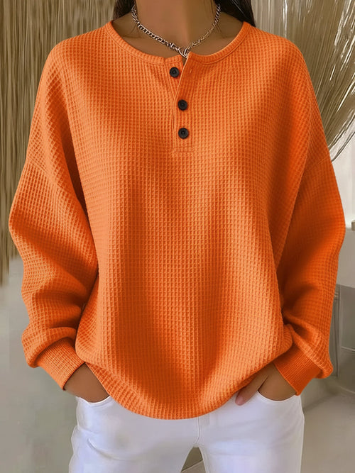 Verolyn waffle henley sweatshirt in orange