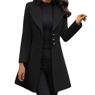 Fitted Notch Lapel Coat in Black — VerolynBoutique