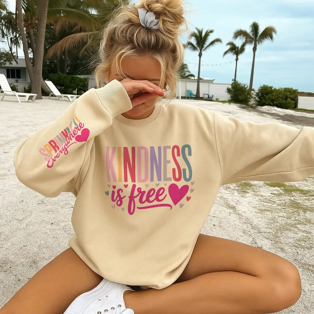 Kindness Is Free Sweater in Apricot — VerolynBoutique