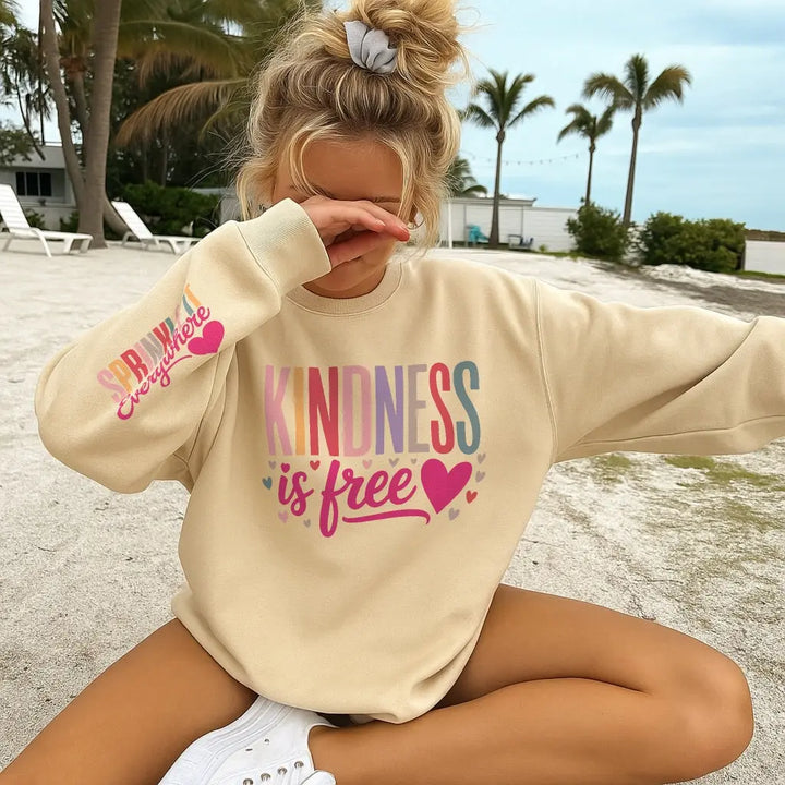 Kindness Is Free Sweater in Apricot — VerolynBoutique