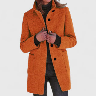 Straight-Cut Mid-Length Coat in Orange — VerolynBoutique