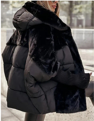 Faux Fur Panel Hooded Coat in Khaki — VerolynBoutique