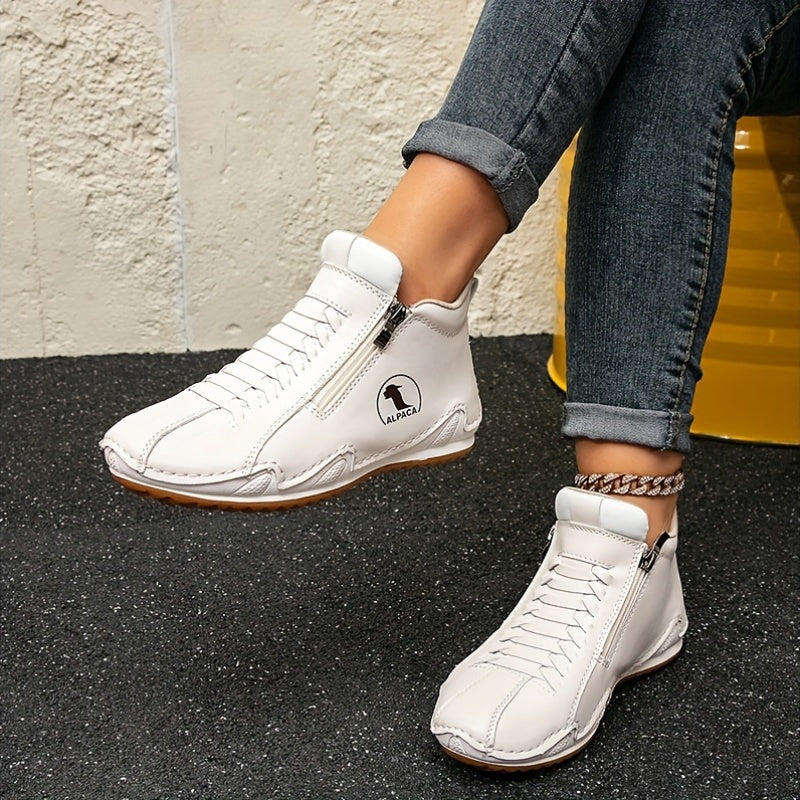Water-Resistant Side-Zip Comfort Shoes in White — VerolynBoutique