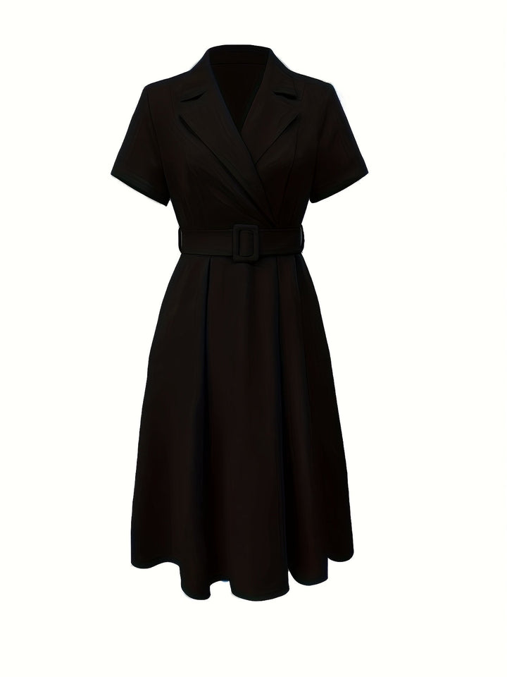 Verolyn - Lapel Collar A-Line Dress