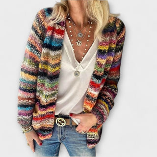 Rainbow Stripe Open Cardigan in Red — VerolynBoutique