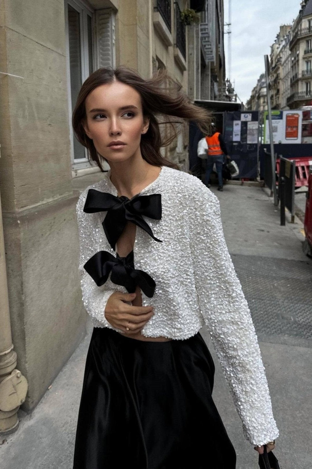 Verolyn - Sequin Bow Neck Blouse