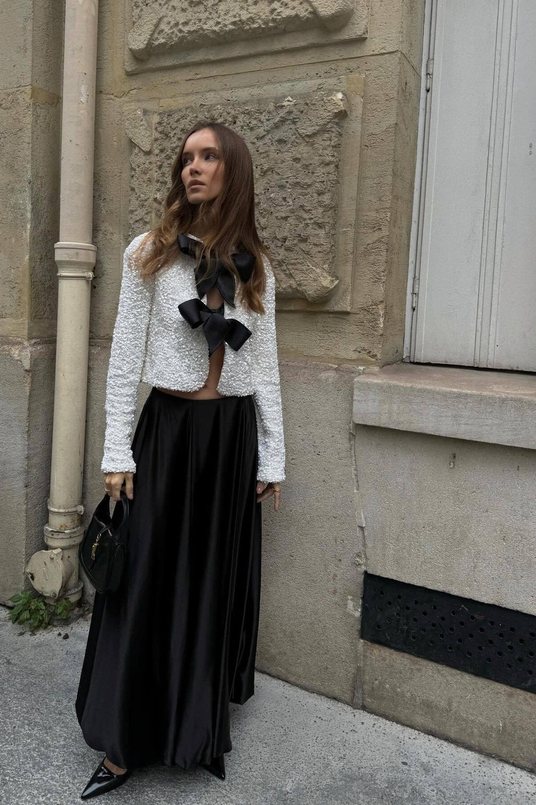 Verolyn - Sequin Bow Neck Blouse