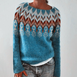Verolyn chevron yoke nordic jumper in blue