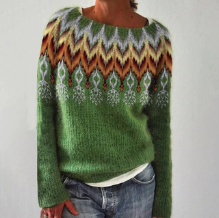 Verolyn chevron yoke nordic jumper in green