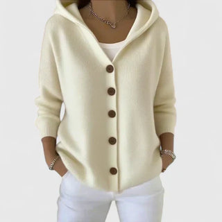 Hooded Button-Front Cardigan in Beige — VerolynBoutique