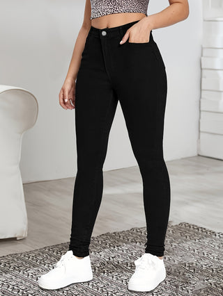High-Waist Black Skinny Jeans in Black — VerolynBoutique